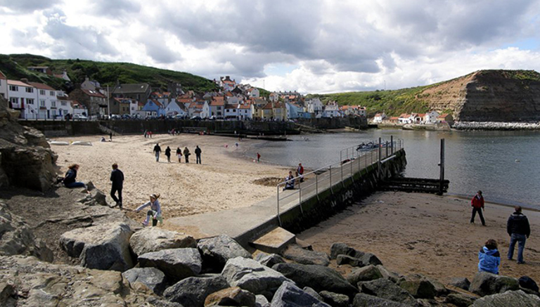 A long and steep walk takes you to Staithes Beach